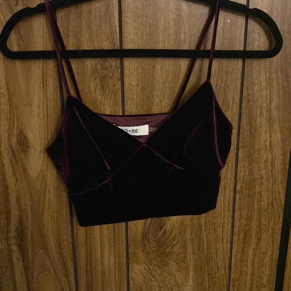 Dark purple velvet crop top